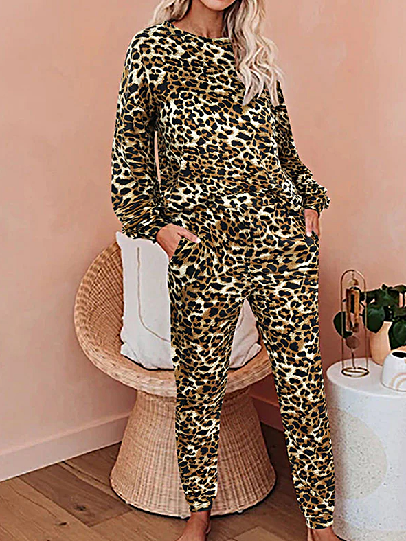 Women's Me Time Leopard Loungewear Jogger Set