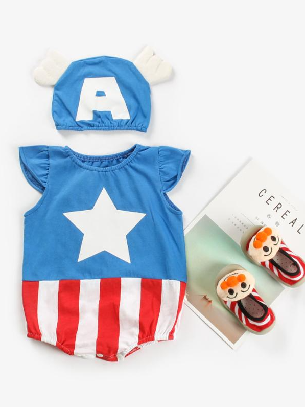Baby Save the World Captain America Inspired Onesie and Matching Hat