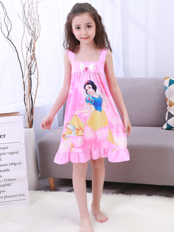 Kid's Pajamas | Little Girls Sleeveless Snow White Princess Nightgown