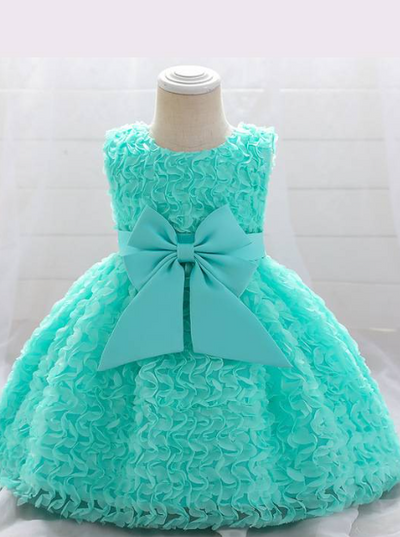 Baby Formal Dress with large bow turquoise