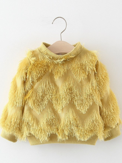 Baby Sweater Weather Fuzzy Zigzag Sweater Yellow