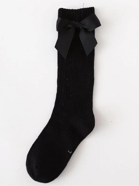 Children's Accessories | Satin Bow Ribbed Socks | Socks and Tights
