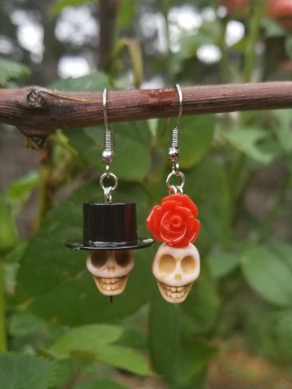 Halloween Accessories | Gothic Skull Drop Earrings | Mia Belle Girls