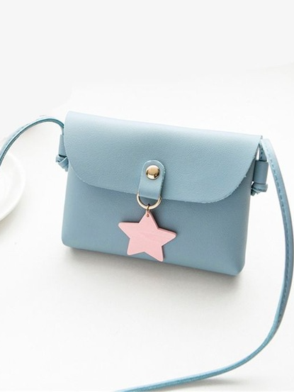 Girls Crossbody handbag with star pendant-light blue