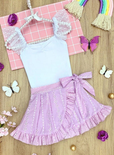 Mia Belle Girls Ruffled Wrap Skirt Set | Girl Spring Outfits