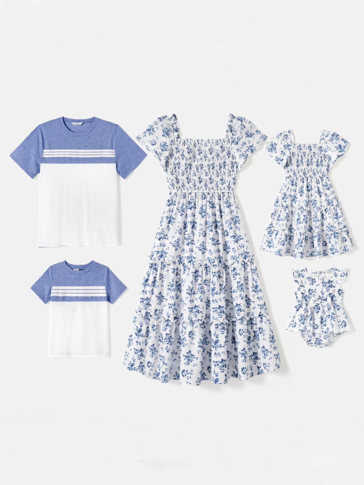Mia Belle Girls Blue Floral Outfit | Family Matching Outfits