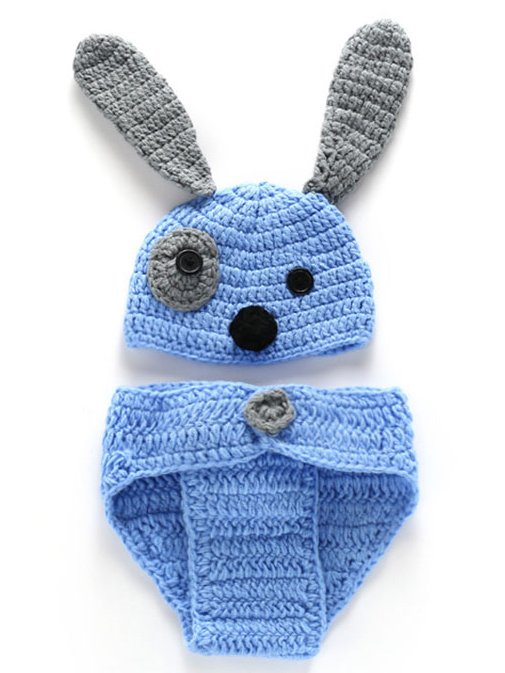 Baby knitted photoshoot costume - blue dog