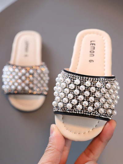 Mia Belle Girls Pearl Slides | Shoes By Liv and Mia