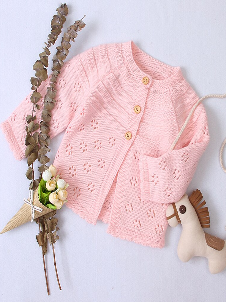 Baby Concentrated Cuteness Half-Button Cardigan Pink