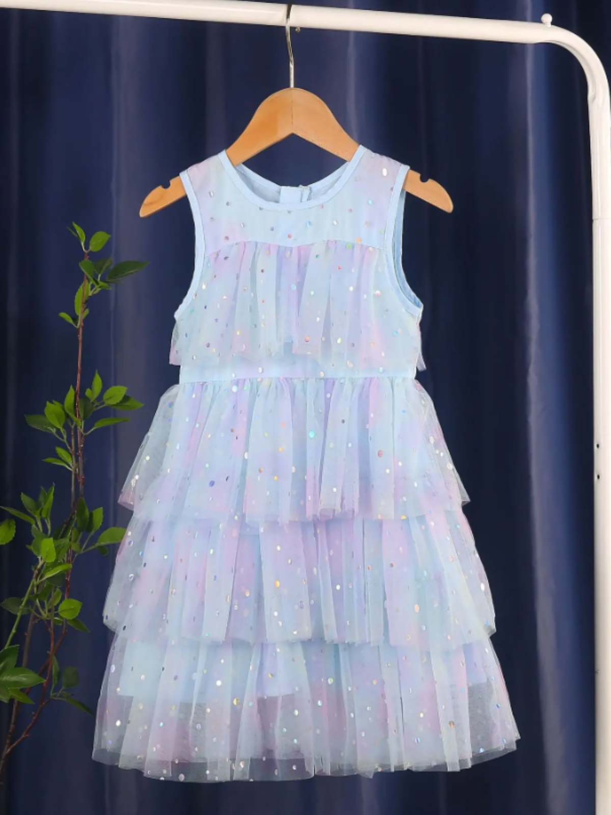 Mia Belle Girls Sequined Tiered Tulle Dress | Girls Spring Dresses