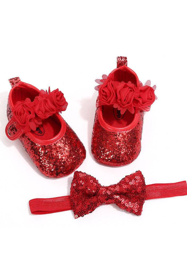 Baby Sequin Love Headband and Shoes Set