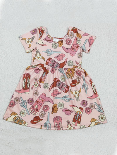 Daisies And Boots Cowgirl Print Dress