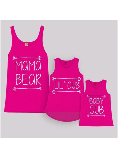 Mommy & Me Matching Tops | Mama Bear & Lil Cub Fuchsia Tank Tops