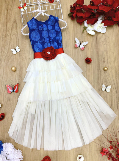Girls Embellished Ruffled Tiered Hi-Lo Tutu Dress