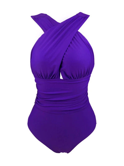 Women's Wrapped Halter One Piece Swimsuit