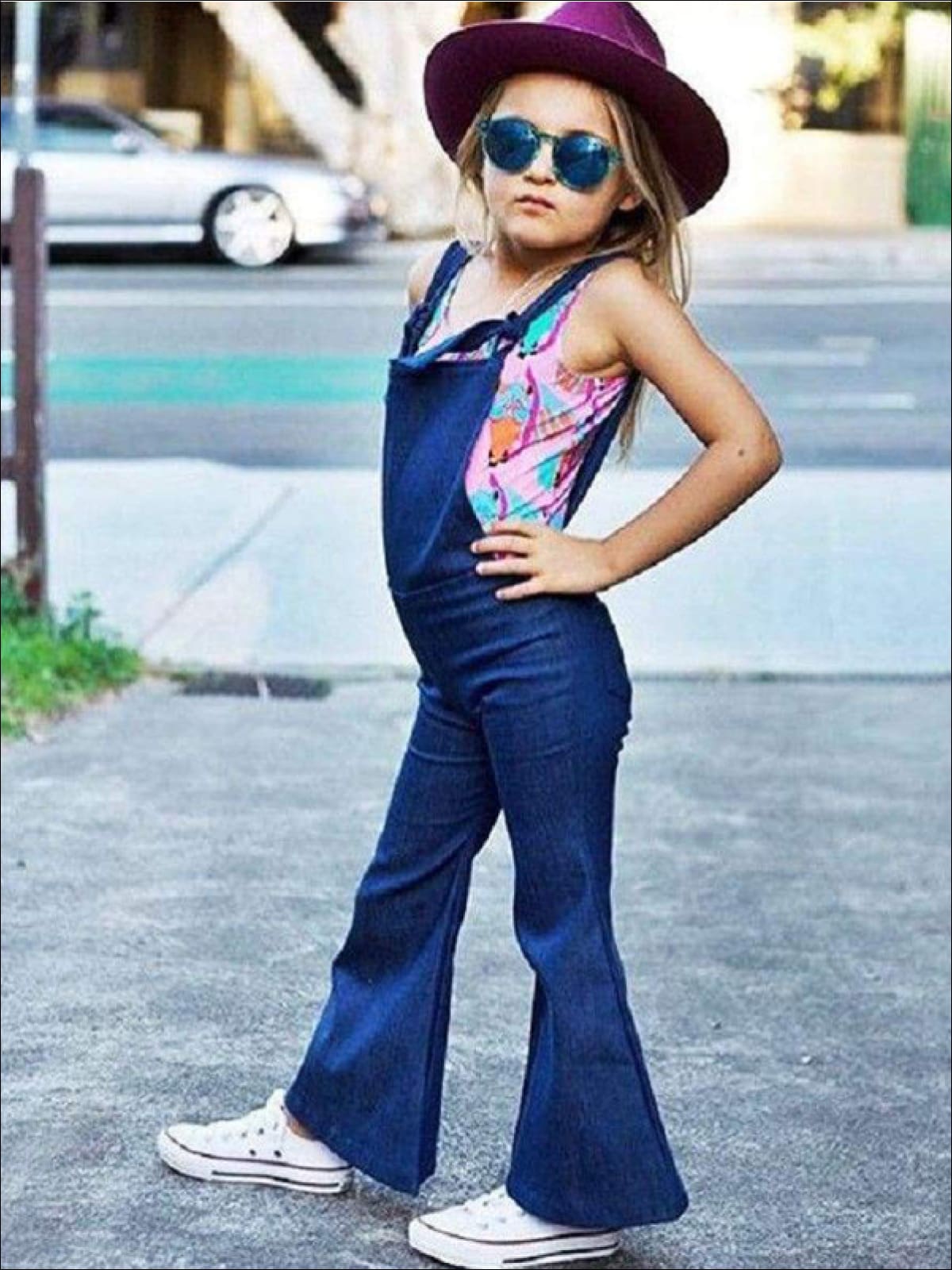 Kids Denim Clothes Chambray Overall Bell Bottoms | Mia Belle Girls