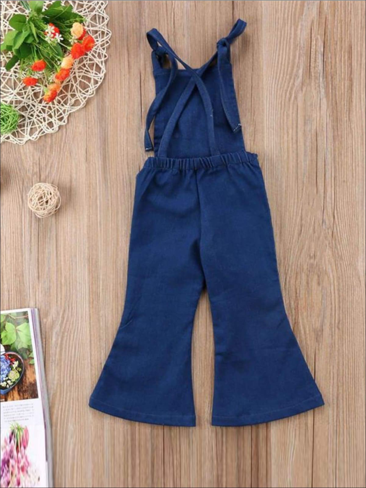 Kids Denim Clothes | Chambray Overall Bell Bottoms | Mia Belle Girls