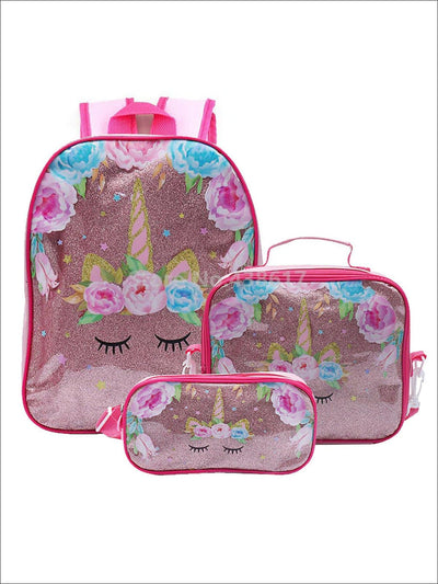 Girls School Iridescent Unicorn 3pc Backpack Set - School Accessories - Mia Belle Girls