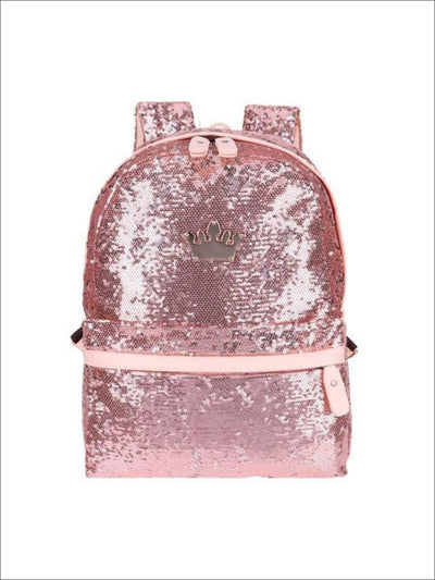 Girls 15 Sequined Backpack with Crown Applique - Pink - Girls Backpack