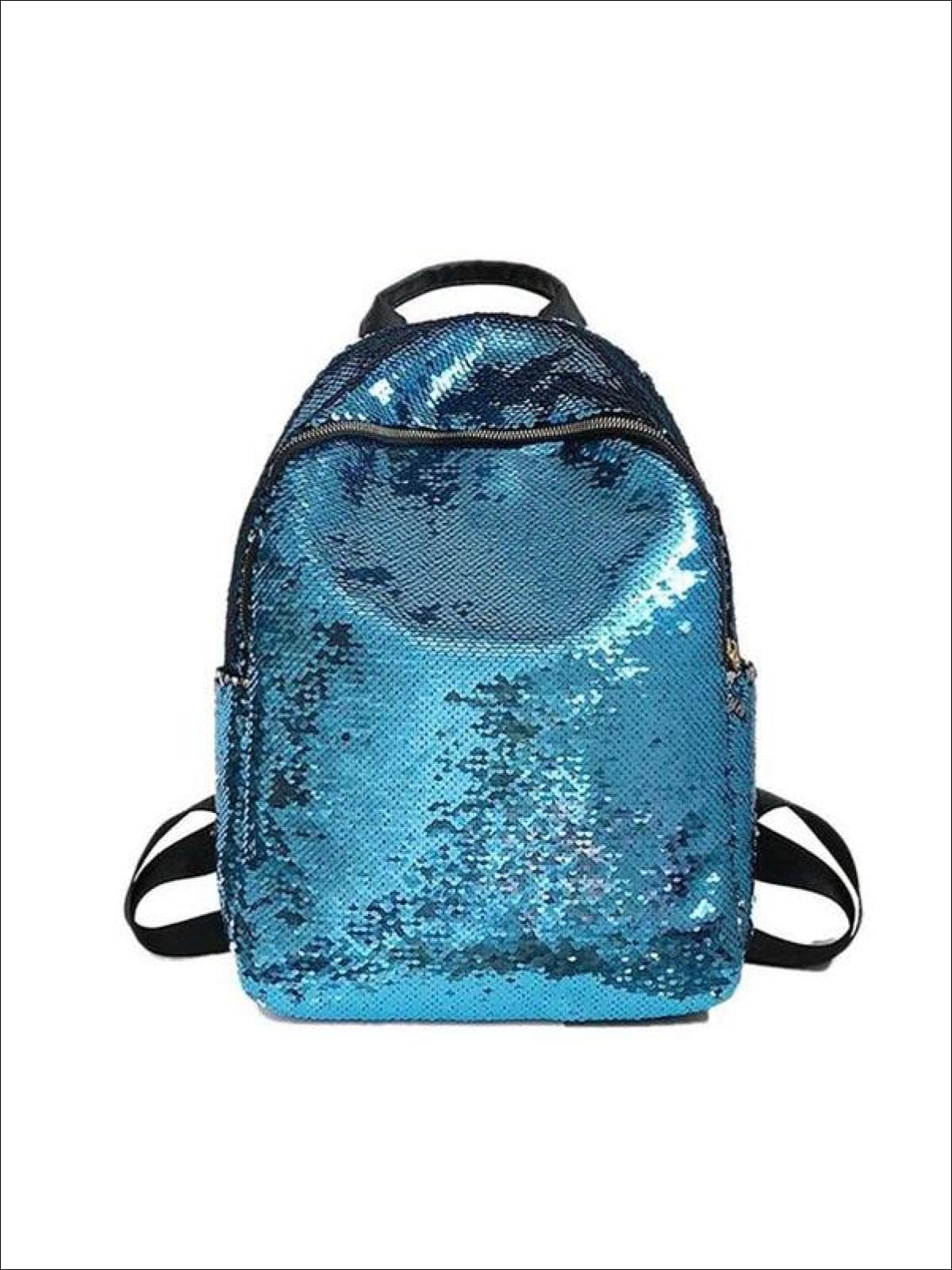 Girls 16 Iridescent Sequined Backpack - Blue - Girls Backpacks