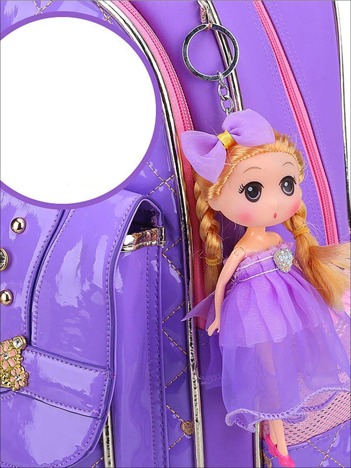 Girls Quilted Patent Synthetic Leather Backpack - Back To School Accessories - Mia Belle Girls