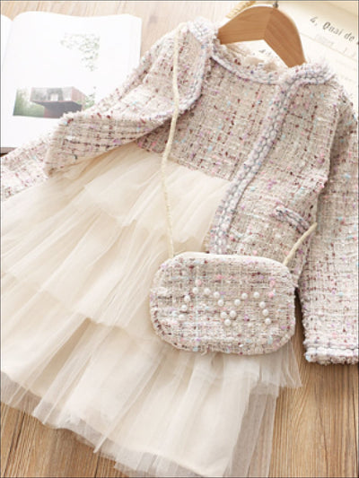 Preppy Chic Outfit | Tweed Jacket Tutu Dress & Purse | Mia Belle Girls