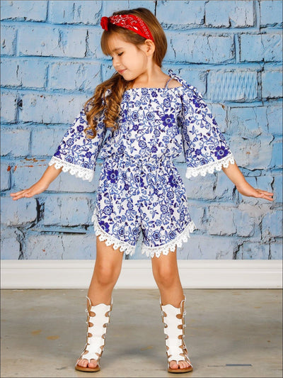 Toddler Spring Clothes | Girls Floral Tassel Hem Drawstring Romper