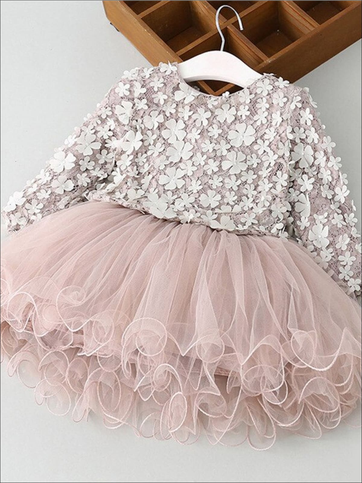Girls 3D Flower Sweater Tutu Dress - Girls Fall Dressy Dress