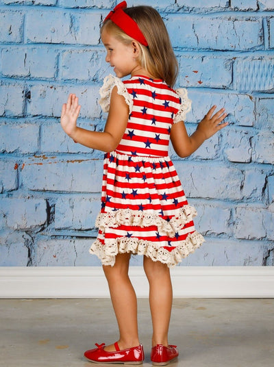 Mia Belle Girls Lace Tiered Ruffle Dress | 4th of July Outfits 
