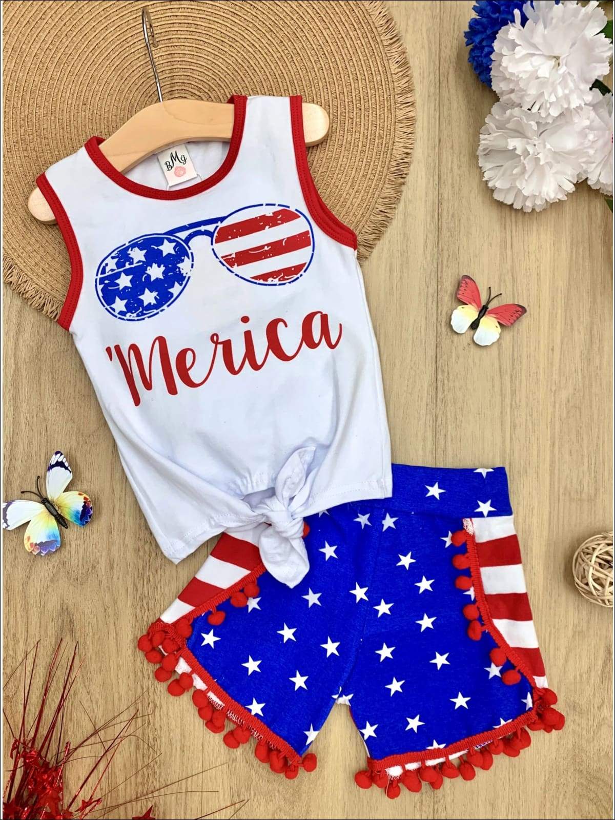 4th of July Outfits for Kids | Tank Top & Shorts Set - Mia Belle Girls