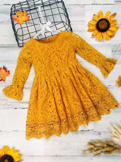 Girls Everyday Fall | A-Line Boho Floral Lace Dress - Mia Belle Girls
