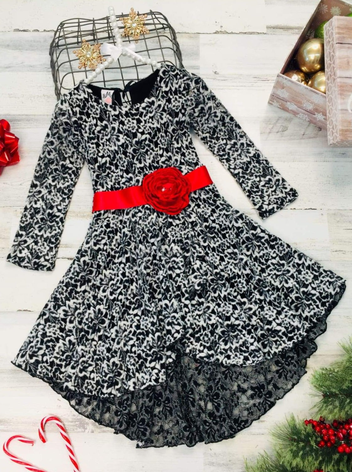 Winter Formal Party Dress |  Girls Crochet Lace Hi-Lo Party Dress 
