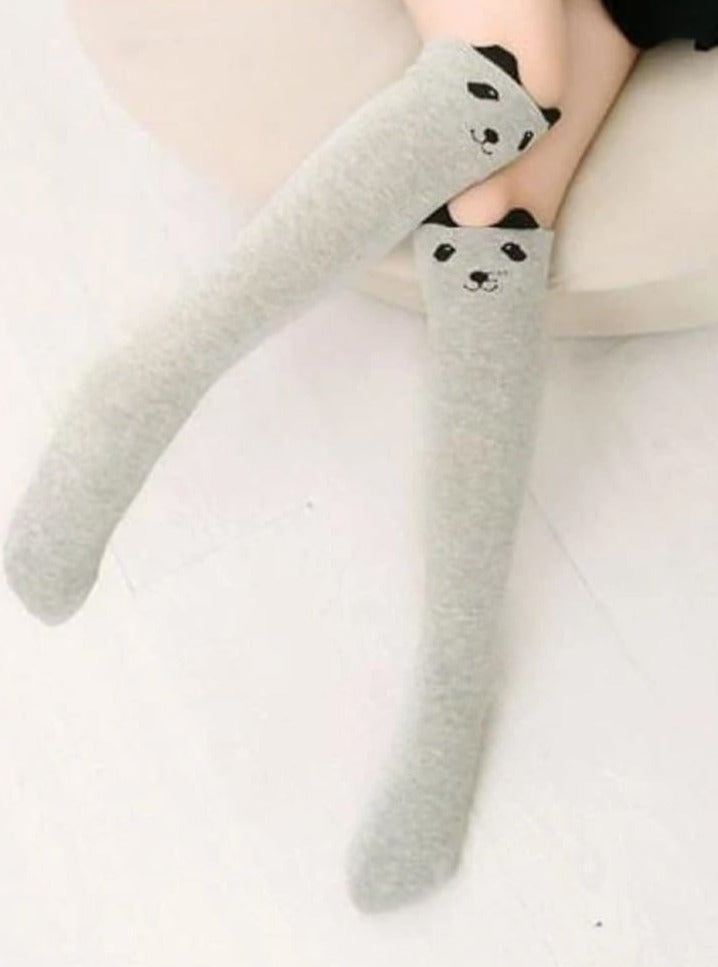 Girls Animal Knee Socks - Grey Cat / 3-7 Years - Girls Accessories