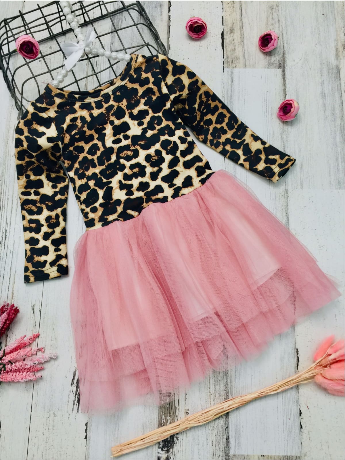 Girls Animal Long Sleeve Tutu Dress - Pink / 2T - Girls Fall Casual Dress