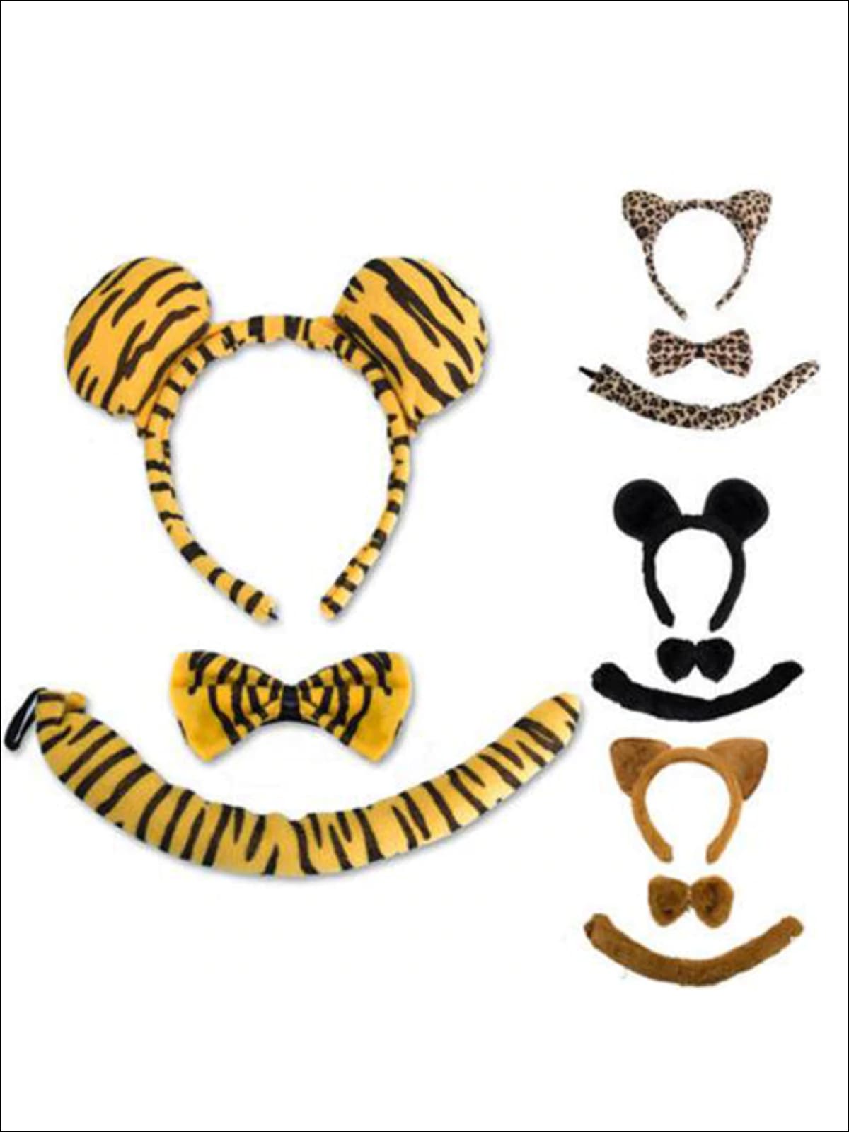 Girls Animal Print Headband with Matching Tail & Bow Tie - Girls Halloween Costume