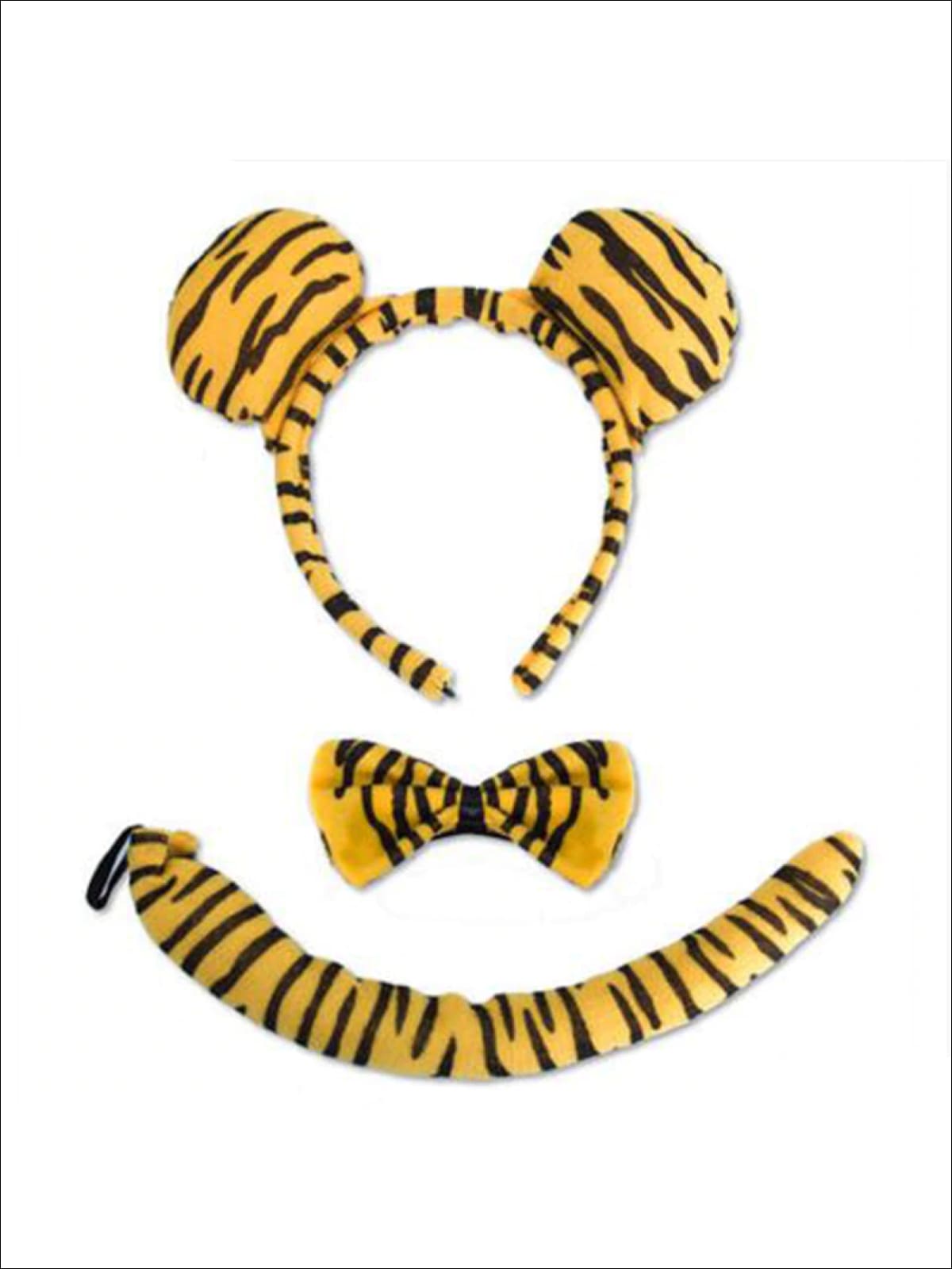 Girls Animal Print Headband with Matching Tail & Bow Tie - Gold - Girls Halloween Costume