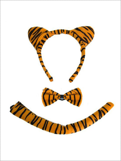 Girls Animal Print Headband with Matching Tail & Bow Tie - Orange - Girls Halloween Costume