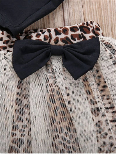 Kids Casual Outfits | Girls Black Tank Top & Leopard Tutu Skirt Set