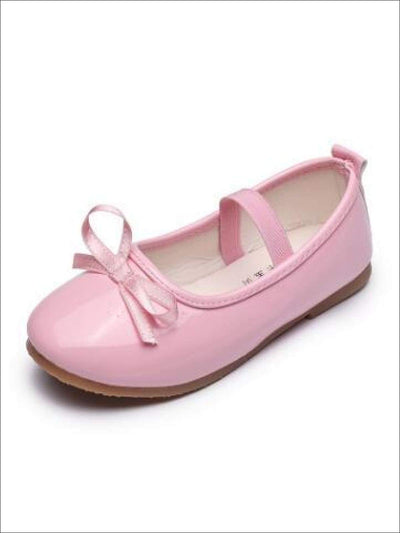 Girls Ballerina Flats with Bow (Red Pink & Black) - Pink / 1 - Girls Flats