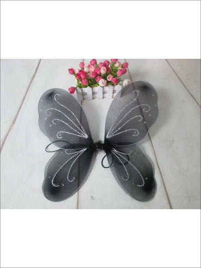 Girls Black Butterfly Fairy Glitter Wings - Girls Halloween Costume