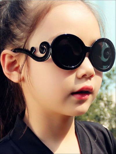 Girls Black Round Vintage Sunglasses - Girls Accessories
