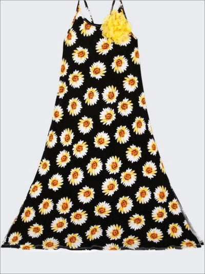 Girls Black Side Slit Sleeveless Maxi Dress - Black / 2T/3T - Girls Spring Casual Dress