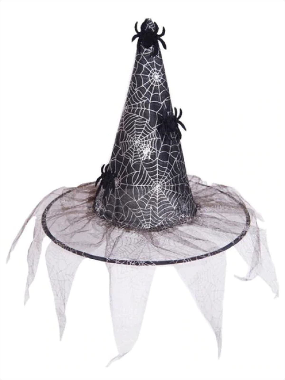 Girls Black & Silver Spooky Spider Web Witch Hat – Mia Belle Girls