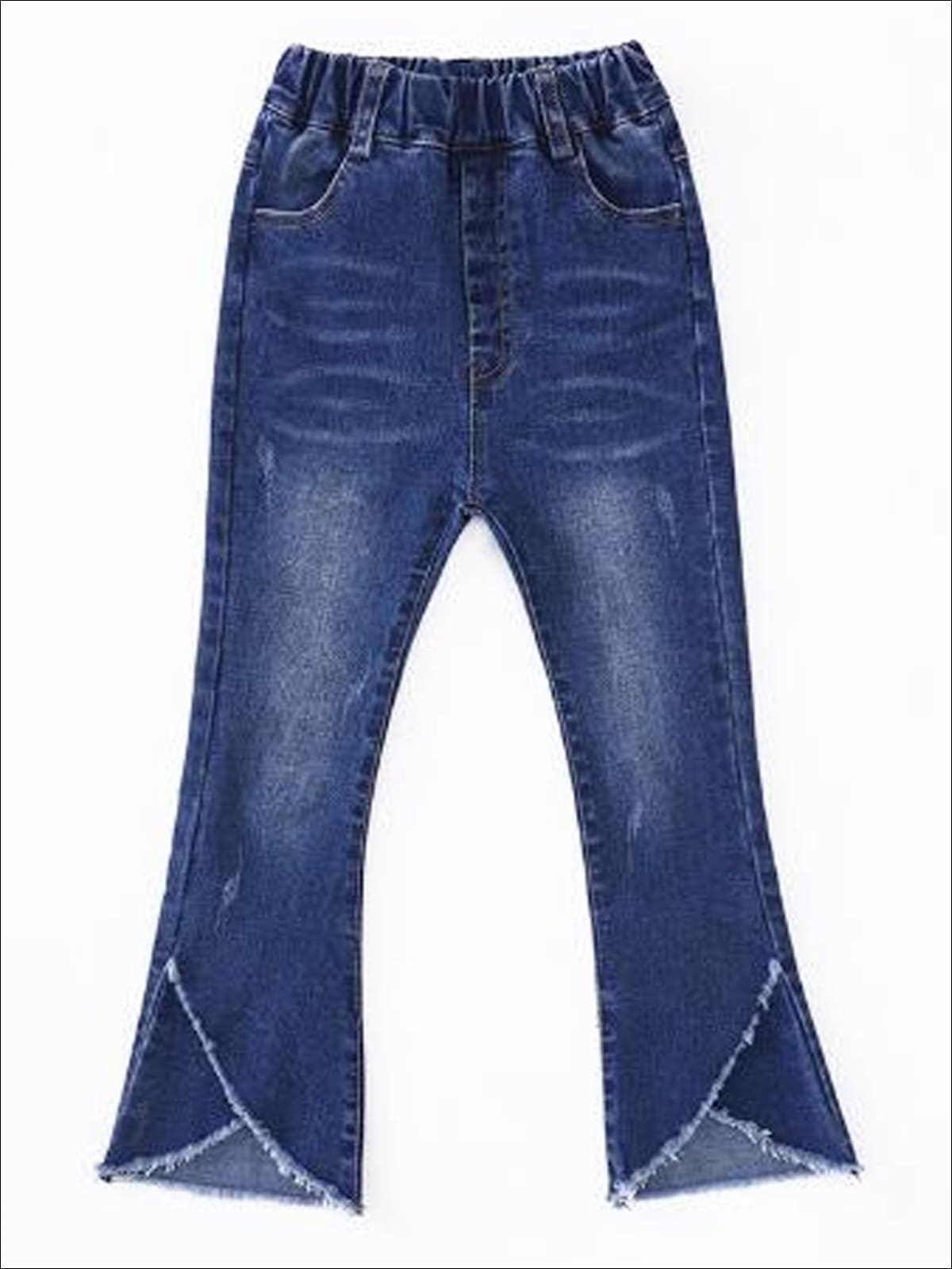 Kids Denim Clothes | Overlap Frayed Hem Jeans | Mia Belle Girls