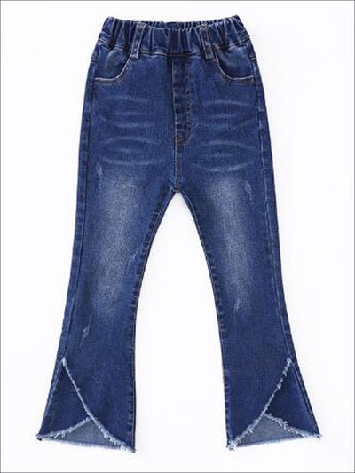 Kids Denim Clothes | Overlap Frayed Hem Jeans | Mia Belle Girls