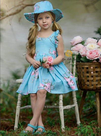 Little Girls Easter Clothes | Blue Cross Back Ruffle Dress & Hat Set ...