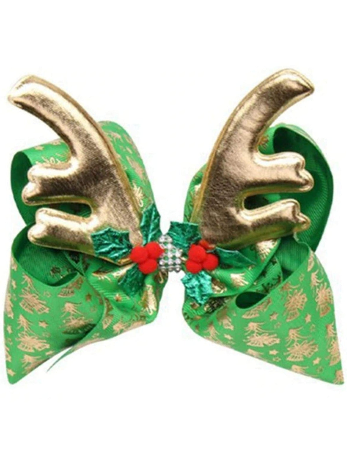 Christmas Accessories | Little Girls Bow & Reindeer Antler Hair Clip