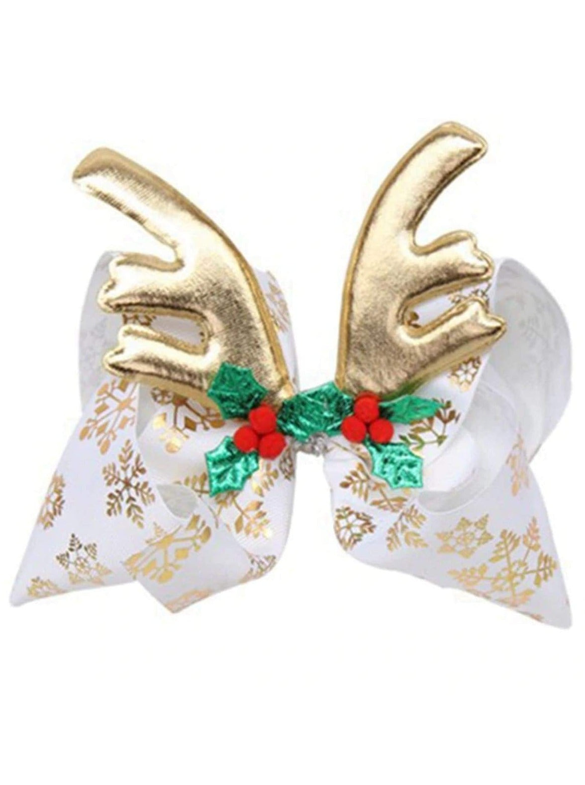 Christmas Accessories | Little Girls Bow & Reindeer Antler Hair Clip