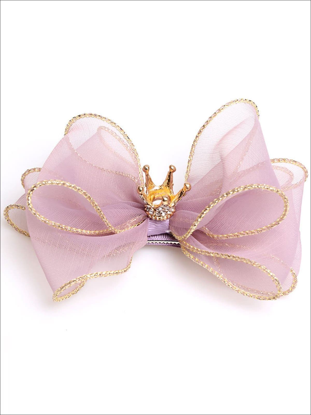 Girls Bow and Rhinestone Embellished Crown Hair Clip - Pink - Hair Accessories