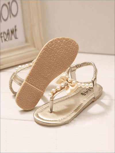 Girls Pearl Stretch Sandals | Shoes by Liv and Mia - Mia Belle Girls